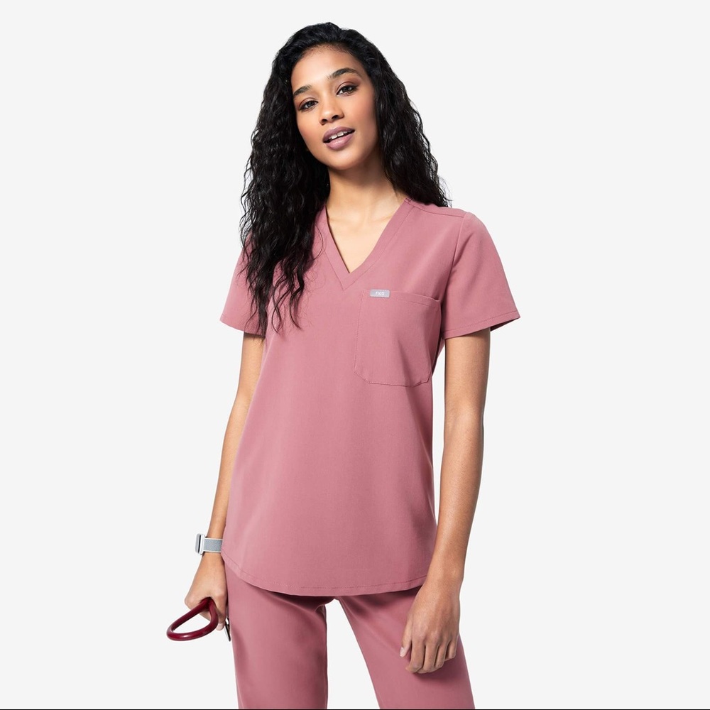 Figs Catrina Scrub Top in Mauve - S
